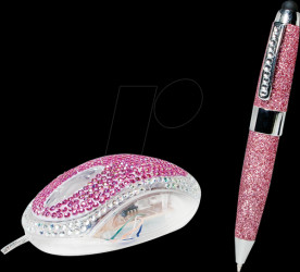 ID0124 Mouse, with touch-pen, cable, USB, white/pink