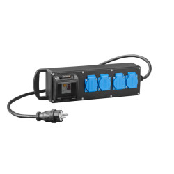 Przedłużacz gumowany RS-P 4x230V z zabezpieczeniem C2/25/0,03A IP44 czarny 7011-10 EPN