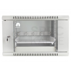 Szafa wisząca RACK 19" 6U 350mm drzwi szklane szara NEKU TS BOX