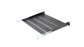 Półka 19 Cali 1U G/350 Czarna (Ral 9005) Z Podporą Tn-19-350-1U-Bk