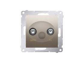 SIMON 54 Gniazdo antenowe TV-DATA dwa porty wyjśiowe typu "F" częstotliwość dla wejścia 5-1000 MHz złoty DAD1.01/44 KONTAKT SIMO