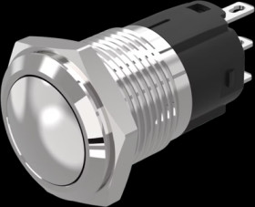 Vandal-proof pushbutton, silver, unlit , mounting Ø 16 mm, IP65/IP67, 82-4571.1000