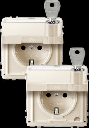 MEG2318-7244 Socket, hinged cover, lockable, 2 identical closures