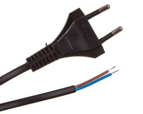 Przewód z płaską wtyczką b/u H03VVH2-F 2x0,5 czarny S-13-0,5-2-2 /2m/