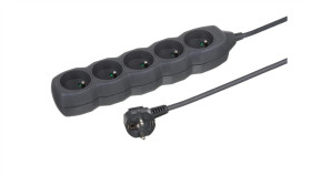 Przedłużacz 5-Gniazdowy 1,5M 3X1,0Mm Owy Grafit / 24347
