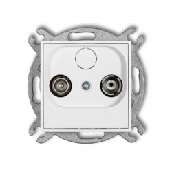 MINI Mechanizm gniazda abonenckiego RTV przelotowego 9dB biały mat 25MG9P