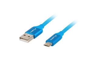 Przewód USB 2.0 HighSpeed USB - micro USB 1m niebieski PREMIUM QC 3.0 LANBERG