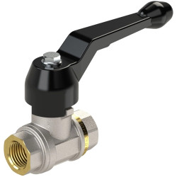 Ball valve, L 148 mm, 40 bar, brass, nickel-plated, for pipe systems, 103269