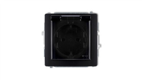 Deco Gniazdo Bryzgoszczelne Z/U Schuko (Klapka Dymna) Czarny Mat 12Dgpb-1Sdp