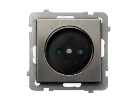 SONATA Gniazdo pojedyncze bez uziemienia z przesłonami torów prądowych stal inox GP-1RMP/m/37 OSPEL