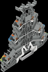 2202-3247 Three-tier feed-through terminal, dia. 0.25 - 2.5 mm, PE/N/L