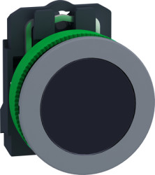 Pushbutton, unlabeled, unlit, groping, 1 Form A (N/O), waistband round, black, front ring light gray, mounting Ø 30.5 mm, XB5FA2