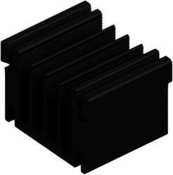 Extruded heatsink, (L x W x H) 37.5 x 47.8 x 33 mm, 5.3 to 2.2 K/W, black anodized, 10020796