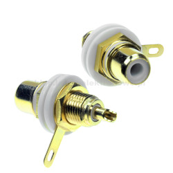 Gniazdo RCA do chassis Gold Vocant biały