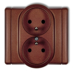 FLEXI Gniazdo podwójne z/u brązowy metalik 9FGP-2zp