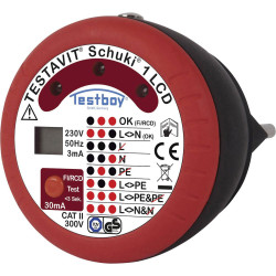 Testboy Testavit Schuki 3 LCD Mains Outlet Tester CAT II 300 V LED