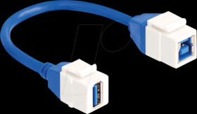 86970 Keystone module, USB type-A socket / type-B socket, 20 cm, blue