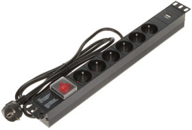 Listwa zasilająca do szaf RACK 19cali PD-6/R-USB