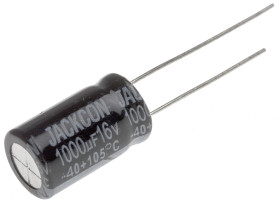 Kondensator 1000μF 16V dc Radialny, Otwór przelotowy RS PRO roztaw: 5mm 10 (Dia.) x 17mm