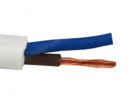 Kabel prądowy OMY 2x1,5mm okrągły linka 1m biały owy H05VV-F