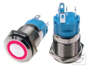 Przycisk LB16BR/LED:R 9-24VDC RING czerwony; 16mm; bistabilny; 3A/250V