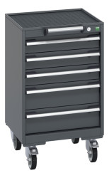 Szafka na rolkach, na kółkach, 5-szufladowa, materiał: Stal, Bott