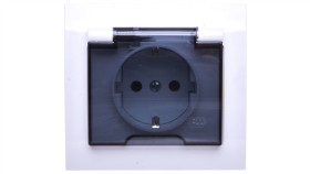 Kier Gniazdo Bryzgoszczelne Z/U Schuko Ip44 Klapka Przezroczysta Białe...