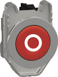 Pushbutton, labeled O, unlit, groping, 1 Form B (N/C), waistband round, red, front ring metal, mounting Ø 30.5 mm, XB4FA4322