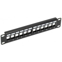Patch panel pusty RACK 10" 1U na 12 modułów keystone czarny