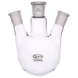 Glassco Round Bottom Flask Three Necks 250ml Centre Neck 19/26 Angled 19/26