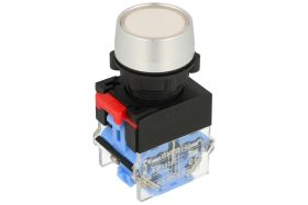 Przełącznik; przyciskowy; LAS0-A3Y-11W; ON-(OFF)+OFF-(ON); biały; bez podświetlenia; śrubowe; 2 pozycje; 10A; 500V AC; 22mm; 50m