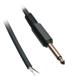 Connection cable, 1.8 m, black, 6.35 mm mono jack plug, straight to open end, 1101055