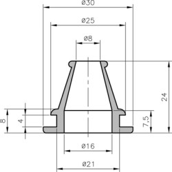 Grommet, cable Ø 8 to 16 mm, PCR, black, 02570001010
