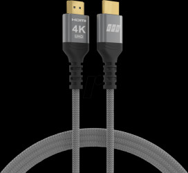 HDMI-20-00002 High-Speed HDMI with Ethernet, 4K at 60 Hz, 18 Gbit/s, gray, 1 m