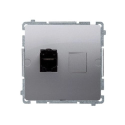 Simon Basic Gniazdo komputerowe pojedyncze RJ45 kat. 6 ekranowane z przesł. przeciwkurz. stal inox BM61E.01/21