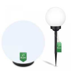 Lampa Solarna Ogrodowa LED ATRIS Wbijana Naziemna Biała Kula 15cm LUMILED