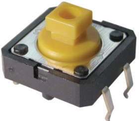 Short-stroke pushbutton, 1 Form A (N/O), 50 mA/24 VDC, unlit , actuator (ivory), 1.27 N, THT, B3F-4050