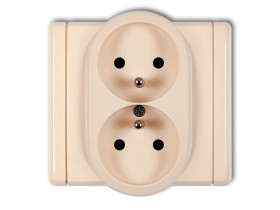 FLEXI Gniazdo podwójne z uziemieniem (przesłony torów prądowych) beżowy 1FGP-2zp KARLIK
