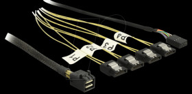 83322 Cable Mini SAS HD SFF-8643 &gt; 4 x SATA 7 pin Reverse + Sideband 1