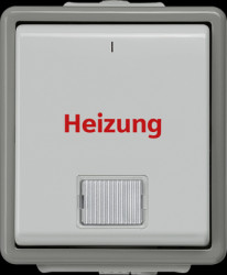 Surface mounted moist room emergency heating switch, gray, 250 V (AC), 10 A, IP44, 5TA4741