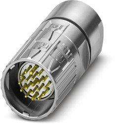 Plug, M23, 19 pole, solder connection, ONECLICK quick locking system, straight, 1342730