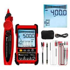 TOOLTOP Duży wyświetlacz LCD Tester kabli sieciowych + multitester 2 w 1 400 M/500 M Pomiar długości kabla sieciowego Pomiar prą