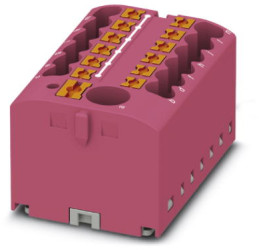 Distribution block, push-in connection, 0.14-4.0 mm², 13 pole, 24 A, 6 kV, pink, 3273369