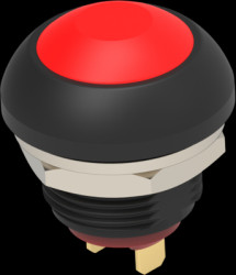 Pushbutton, 1 pole, red, unlit , 0.12 A/125 VAC, 0.2 A/50 VDC, 13.6 mm, IP68, 2-2329383-2