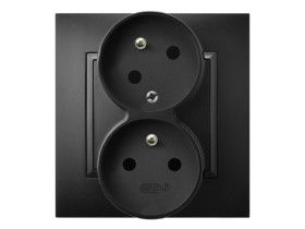 ARIA Gniazdo podwójne z uziemieniem z funkcją niezamienności faz kompletne z ramką czarny metalik GP-2UC/33 OSPEL