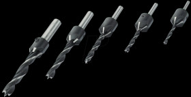 M54805 Wood drill bits with countersinks, 5-piece set