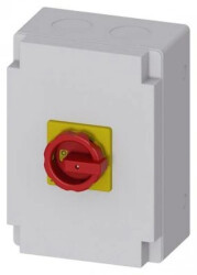 Rozłącznik główny/awaryjny w obudowie 3P 100A 37kW AC23A 400V styki pom 1Z 1R pokrętło żółto-czerwone 3LD2766-1GP53