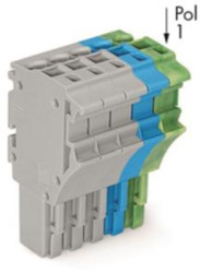 1-wire female connector, 5 pole, pitch 5.2 mm, straight, gray/blue/green-yellow, 2022-105/000-038/999-953