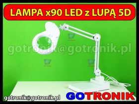 Lampa z lupą 5D (5 dioptrii) 90LED z podstawą na blat