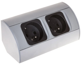 Gniazdo meblowe podwójne z/u 16A IP20 aluminium/ tworzywo, OR-AE-1303/G